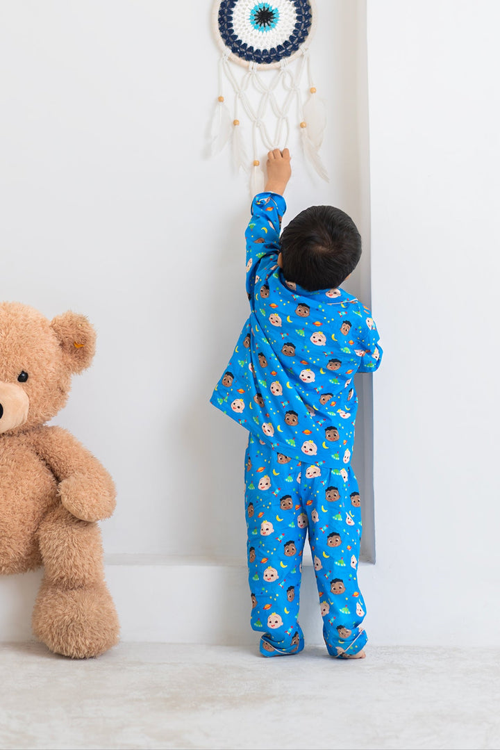 Mix Print Long Sleeve Kids Night Suit