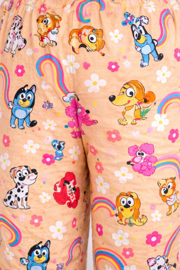 Bluey Flower Print Print Long Sleeve Kids Night Suit