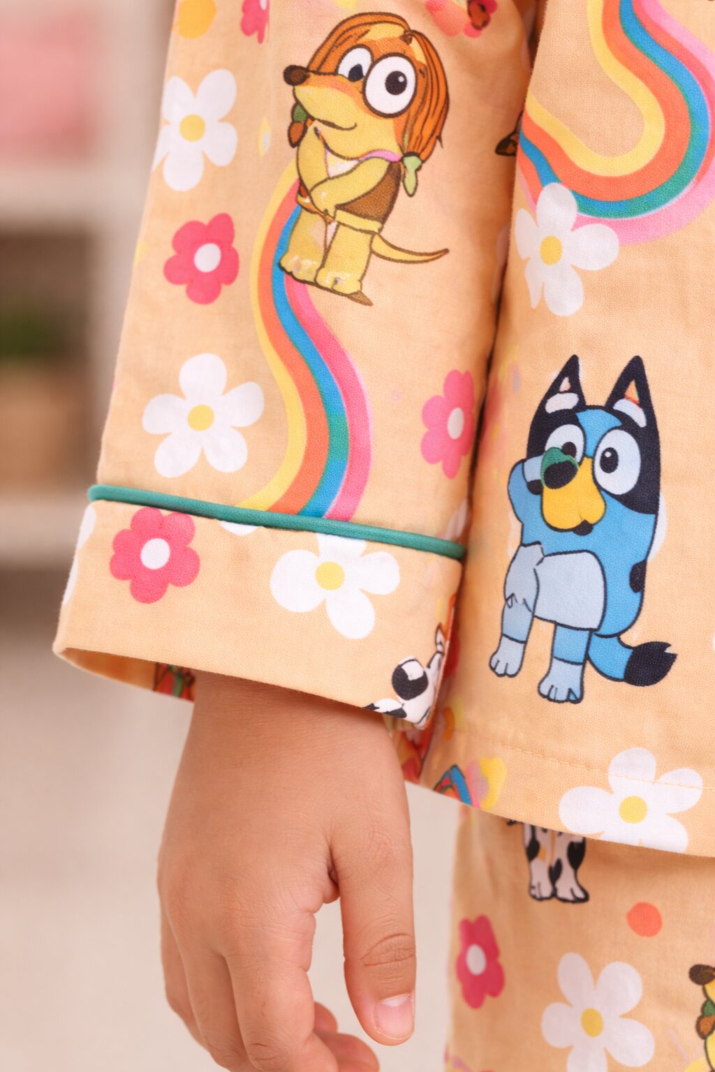 Bluey Flower Print Print Long Sleeve Kids Night Suit