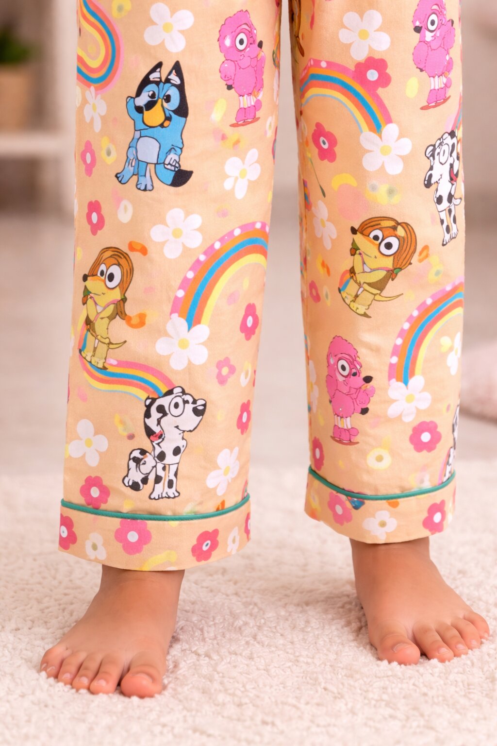 Bluey Flower Print Print Long Sleeve Kids Night Suit