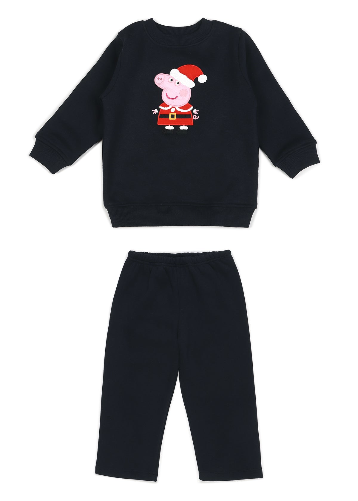 Peppa Santa Embroidered Cotton Fleece Kids Sweatshirt Set