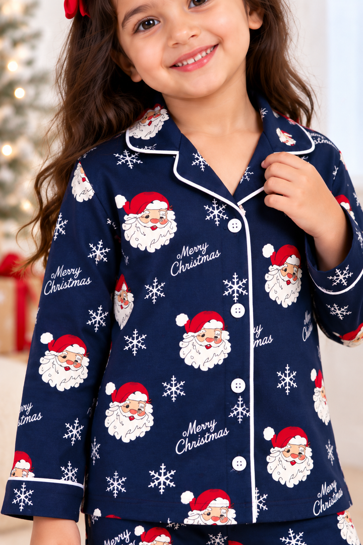 Jolly Santa Dreams Cotton Flannel Long Sleeve Kids Night Suit