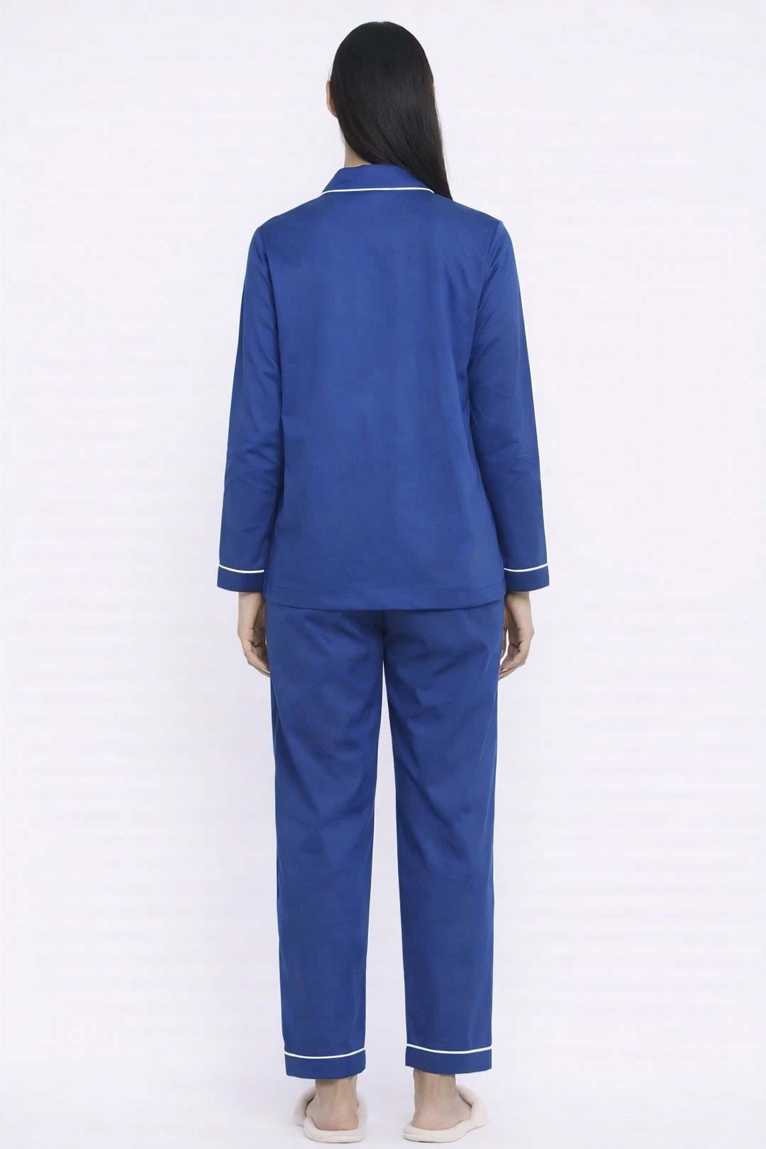 Peace and Coffee Navy Print Long Sleeve Women's Night Suit