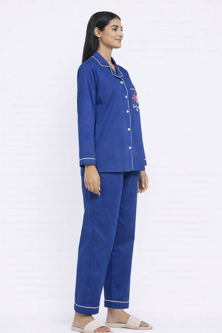 You Complete Me Print Long Sleeve Women's Night Suit