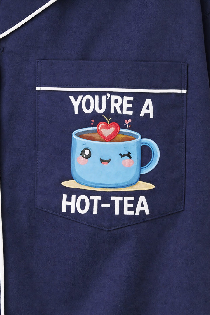 You're A Hot-Tea Print Long Sleeve Women's Night Suit