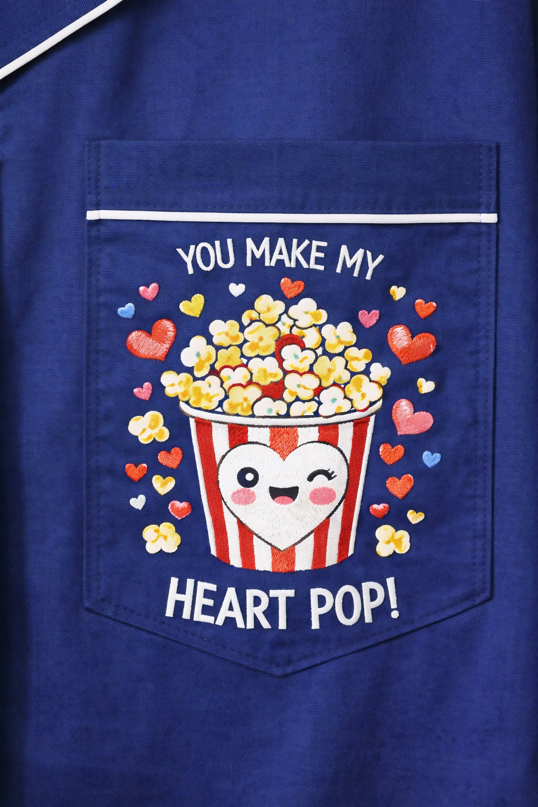 Heart Pop Print Long Sleeve Women's Night Suit