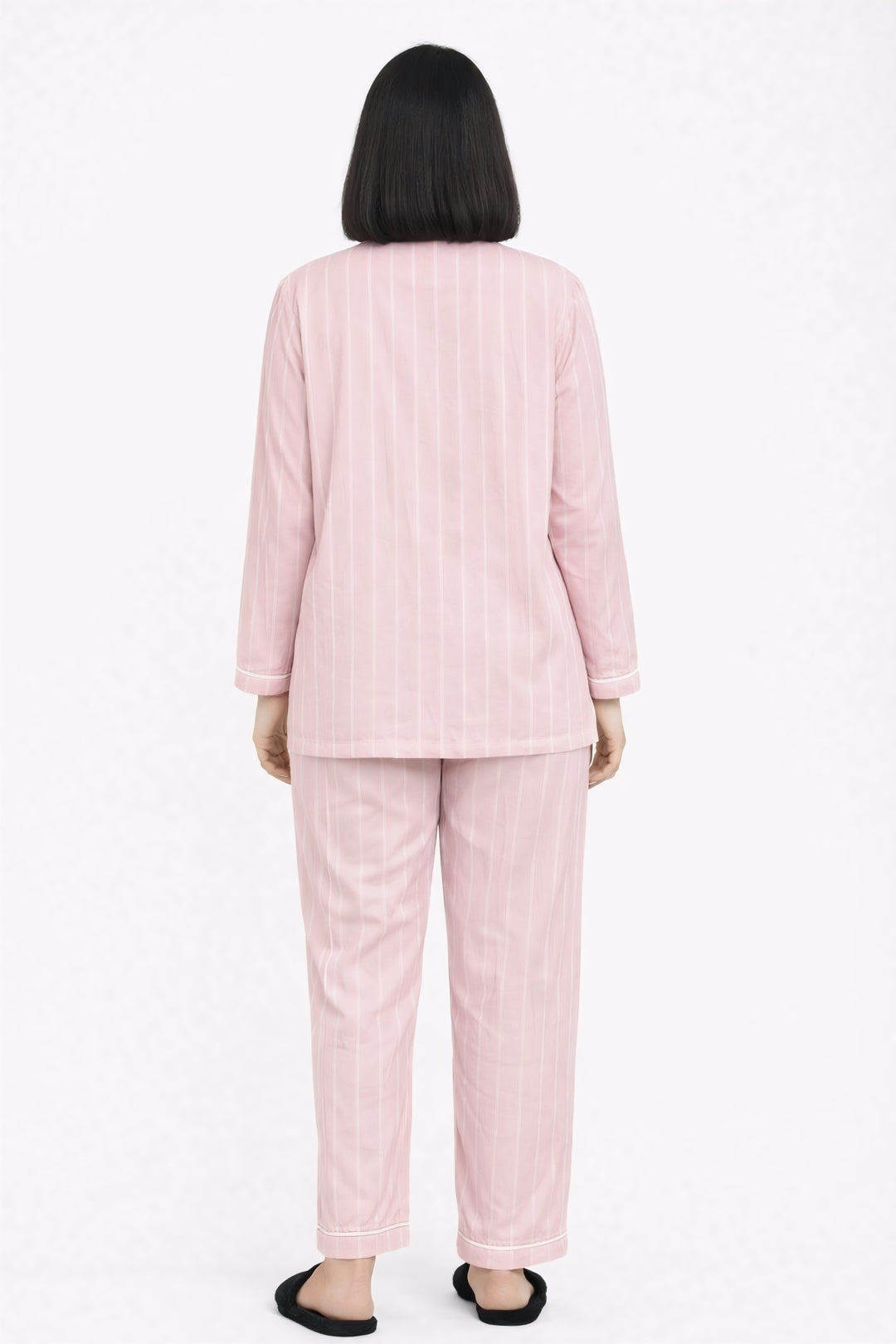 Pretty Stripe Print Long Sleeve Women's Night Suit