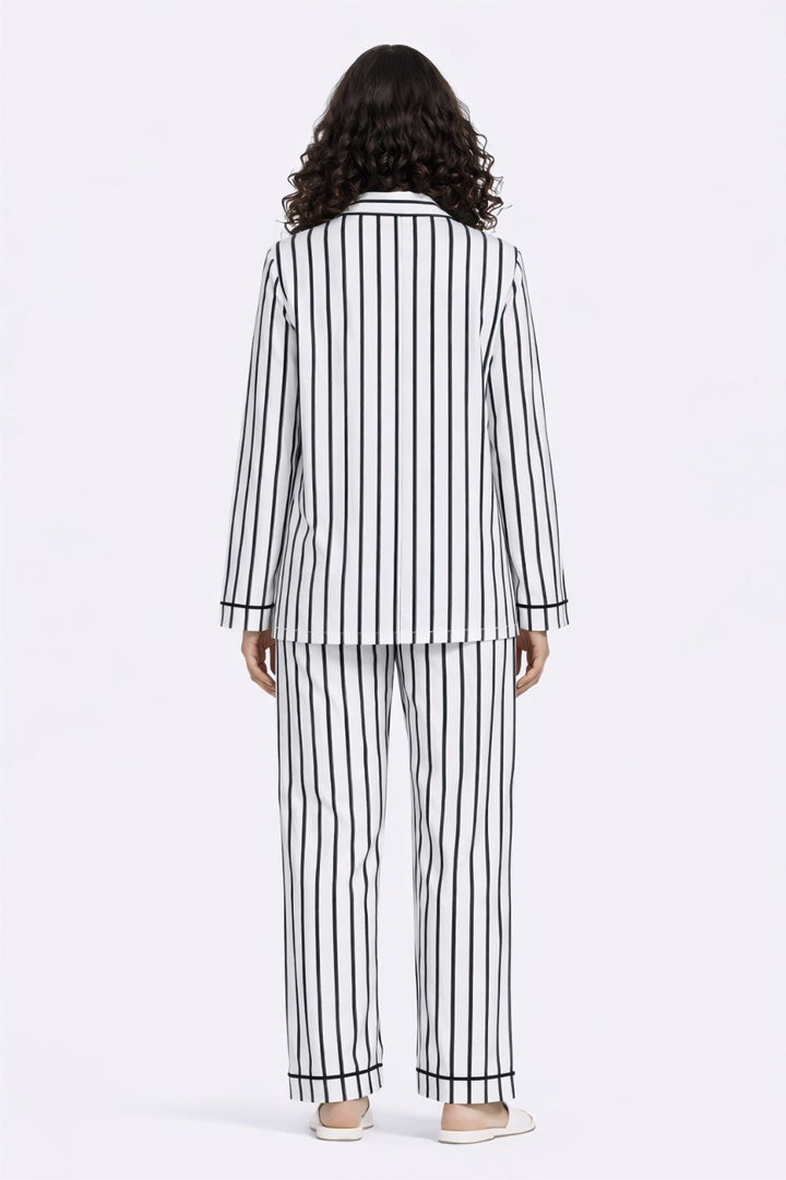 Classic Loom Print Long Sleeve Women's Night Suit