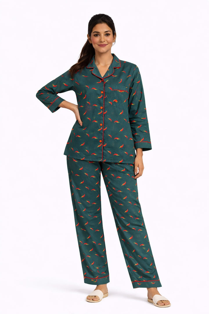 Spicy Dream Print Long Sleeve Women's Night Suit