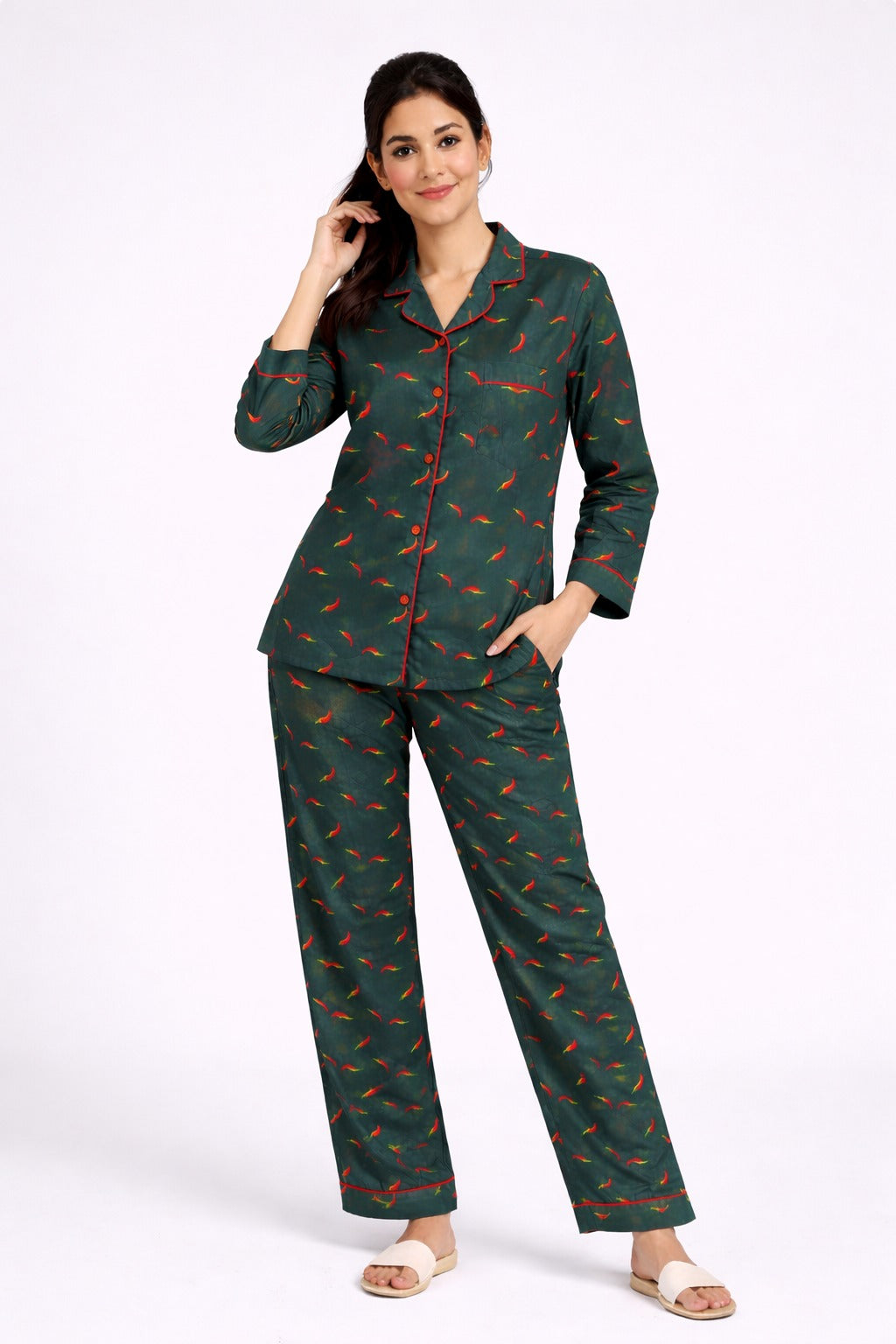 Spicy Dream Print Long Sleeve Women's Night Suit