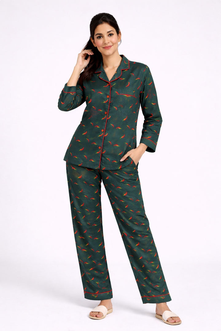 Spicy Dream Print Long Sleeve Women's Night Suit