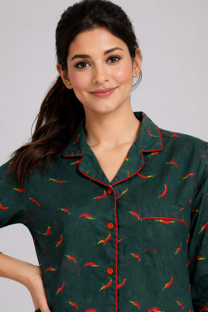 Spicy Dream Print Long Sleeve Women's Night Suit