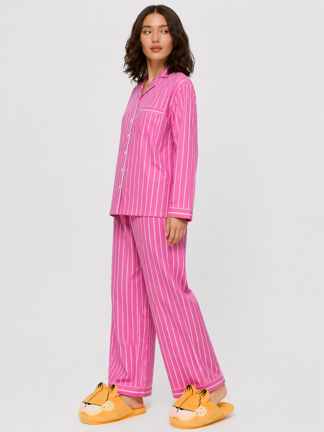 Bubblegum Stripe Lounge  Print Long Sleeve Women's Night Suit