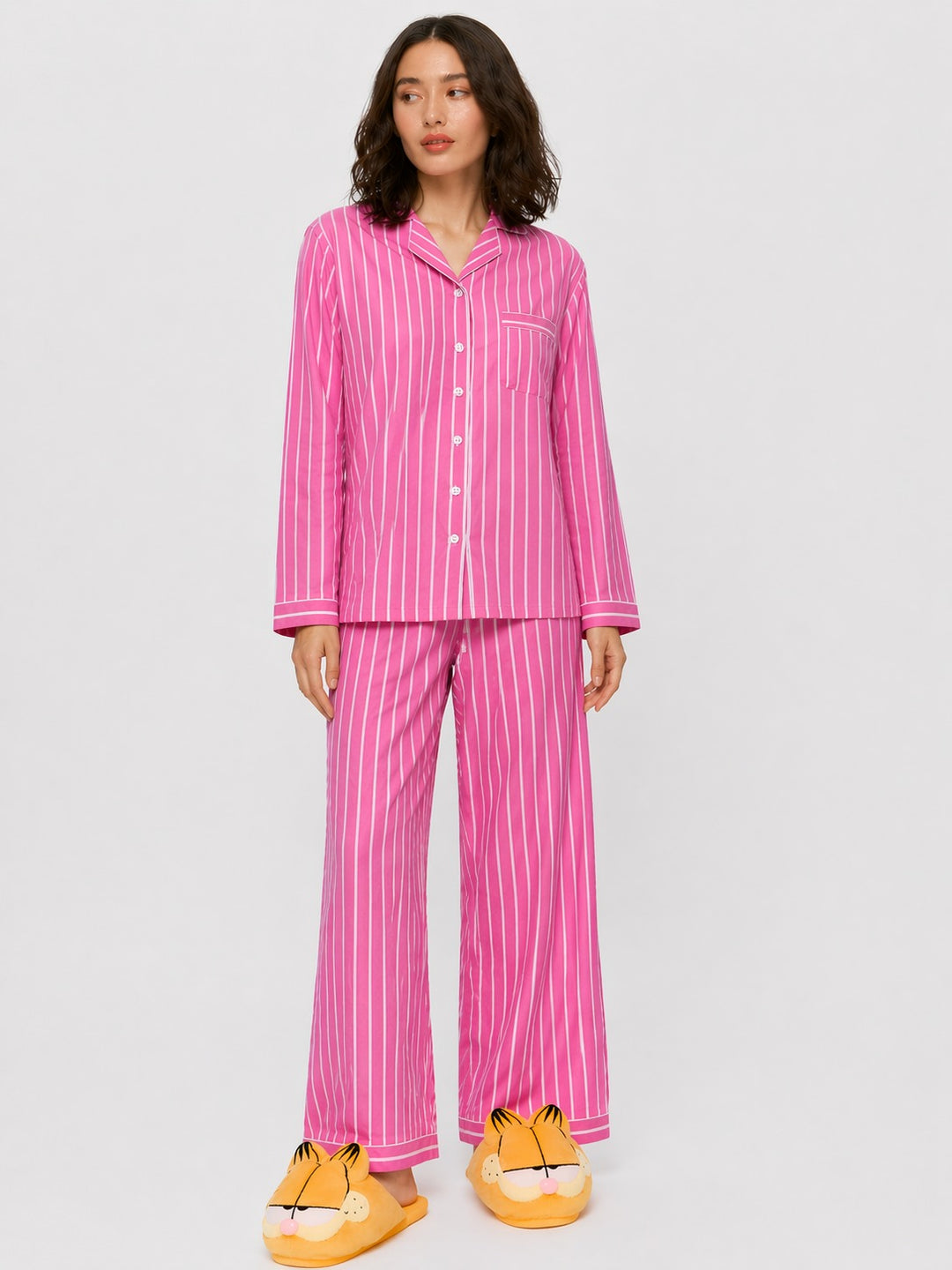 Bubblegum Stripe Lounge  Print Long Sleeve Women's Night Suit