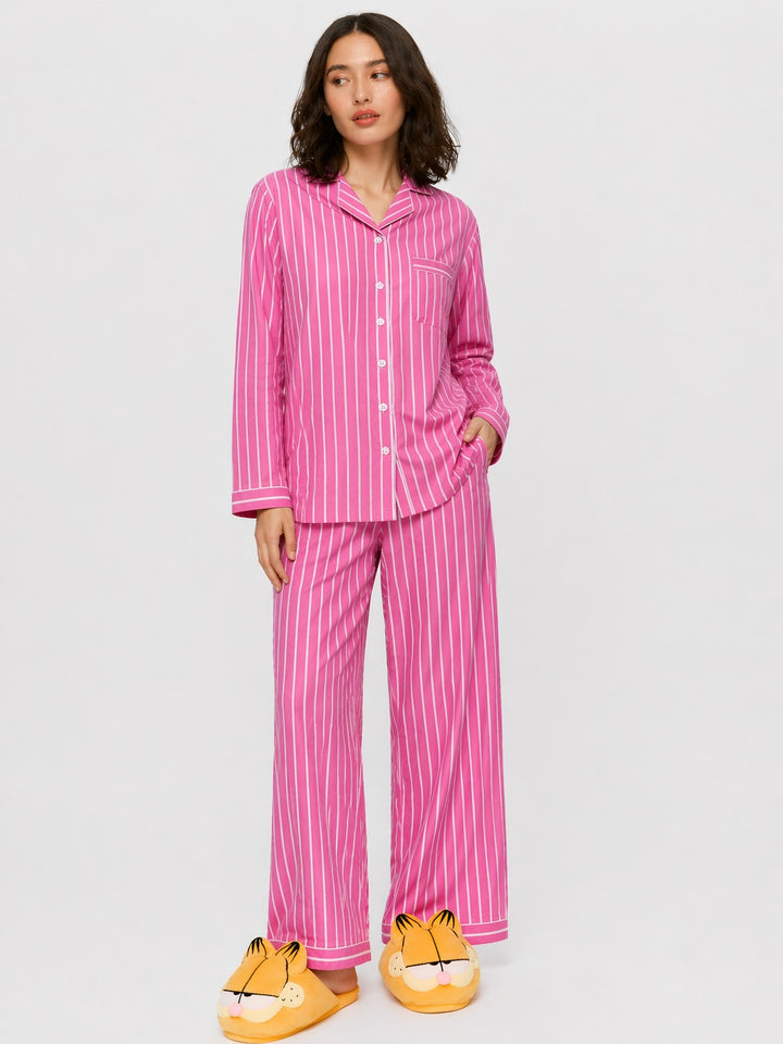Bubblegum Stripe Lounge  Print Long Sleeve Women's Night Suit
