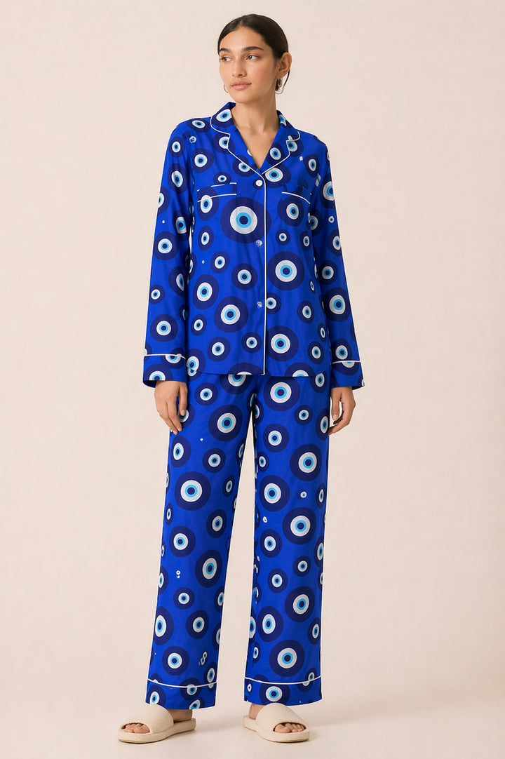 Evil Eye Comfort   Print Long Sleeve Women's Night Suit