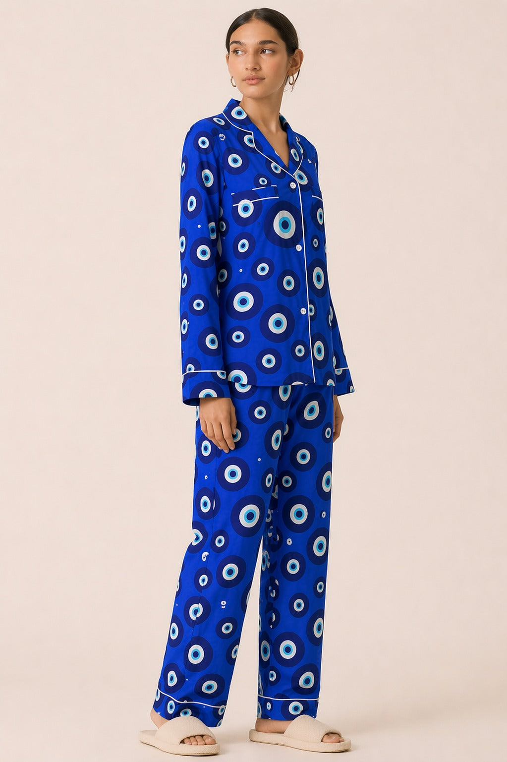 Evil Eye Comfort   Print Long Sleeve Women's Night Suit