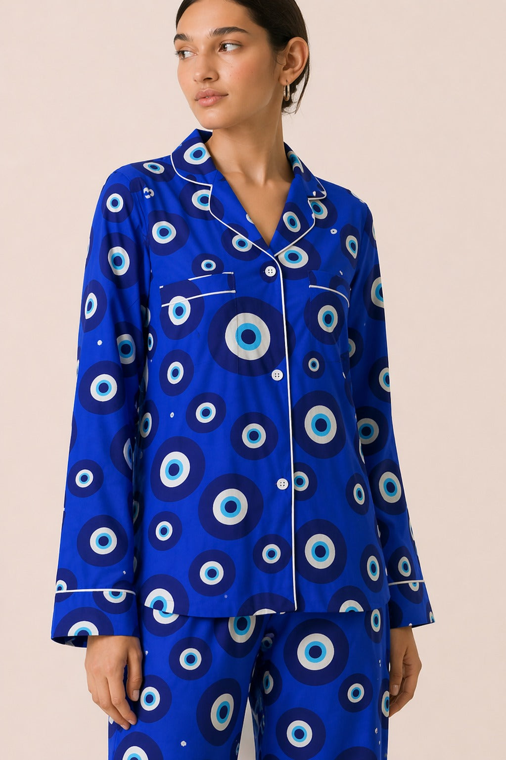 Evil Eye Comfort   Print Long Sleeve Women's Night Suit