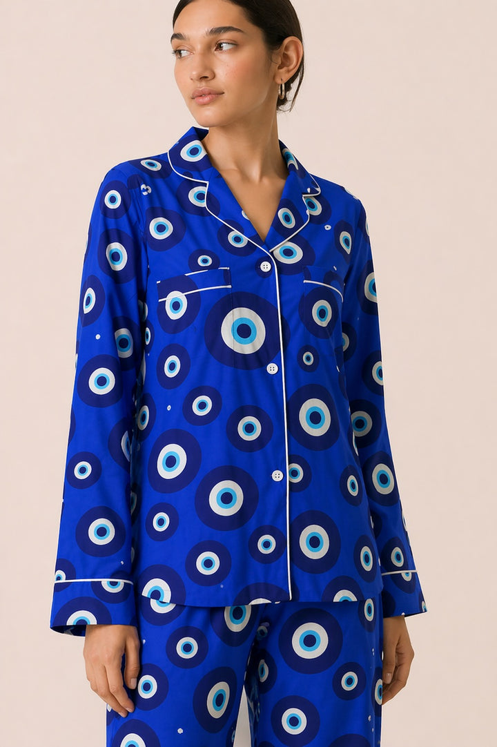 Evil Eye Comfort   Print Long Sleeve Women's Night Suit