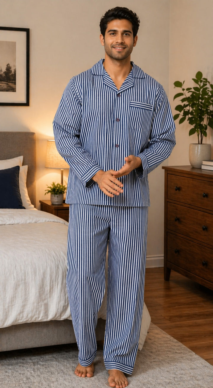 Urban Stripe Long Sleeve Men's Night Suit