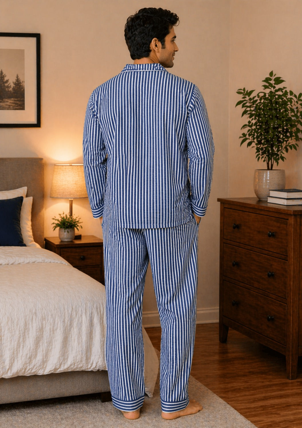Urban Stripe Long Sleeve Men's Night Suit