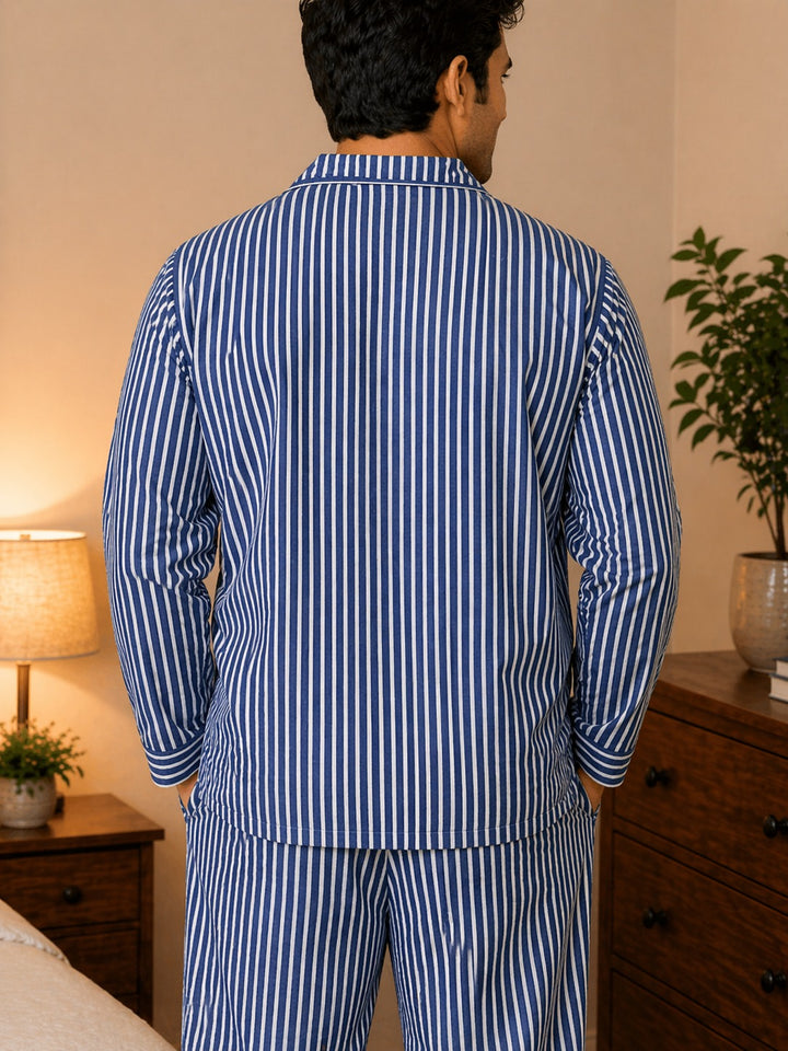 Urban Stripe Long Sleeve Men's Night Suit
