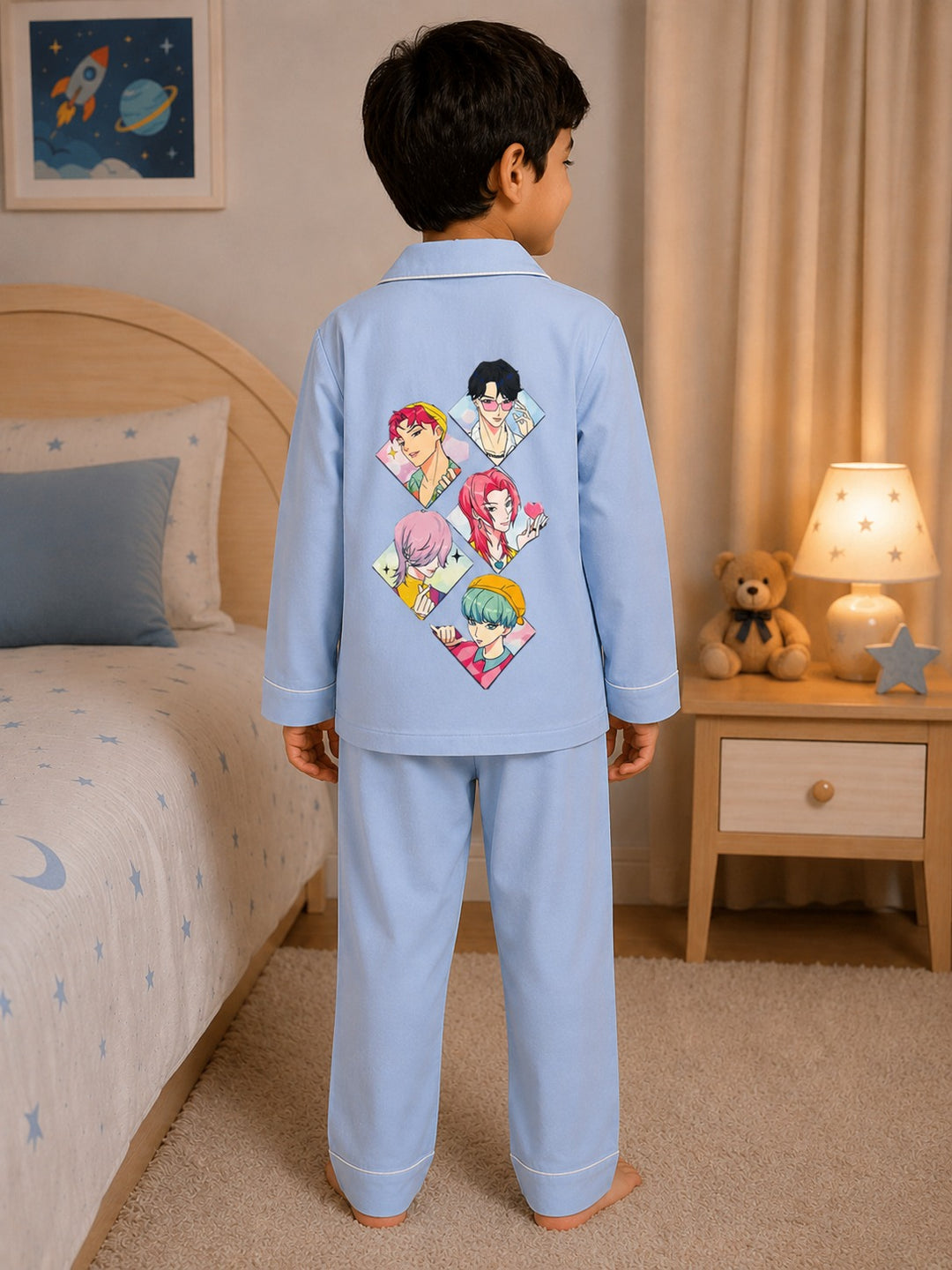 Tiny Saja Champs Print Long Sleeve Kids Night Suit