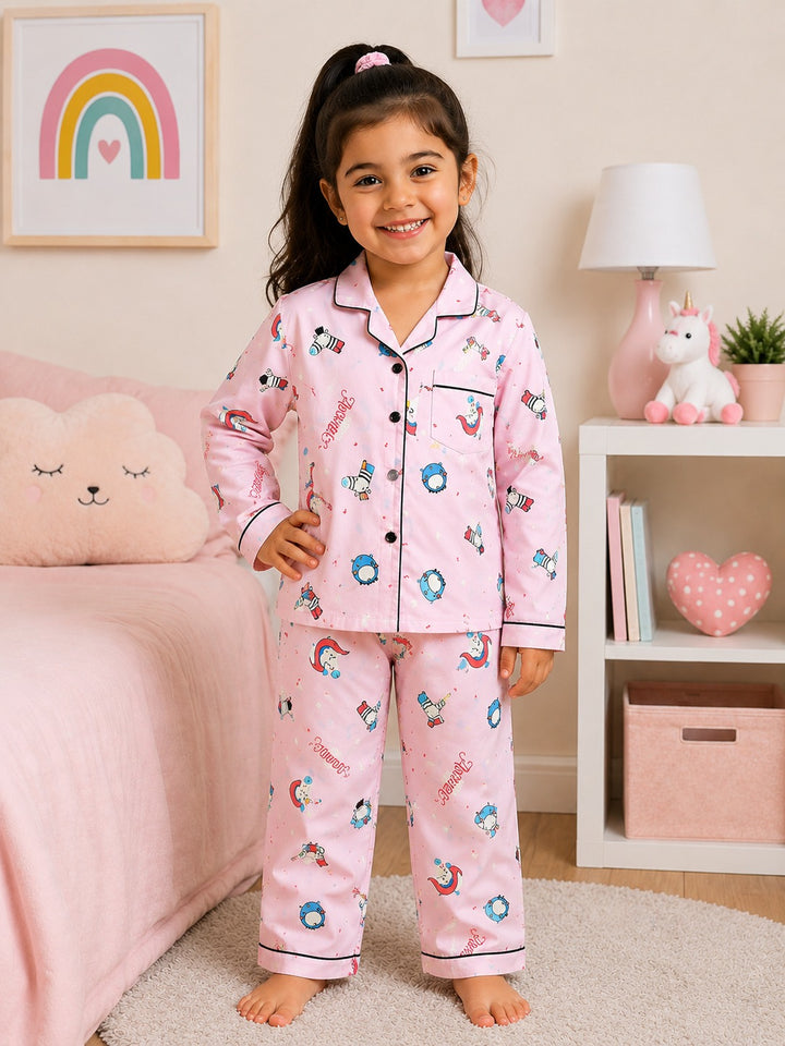 Dreamland Unicorn Print Long Sleeve Kids Night Suit