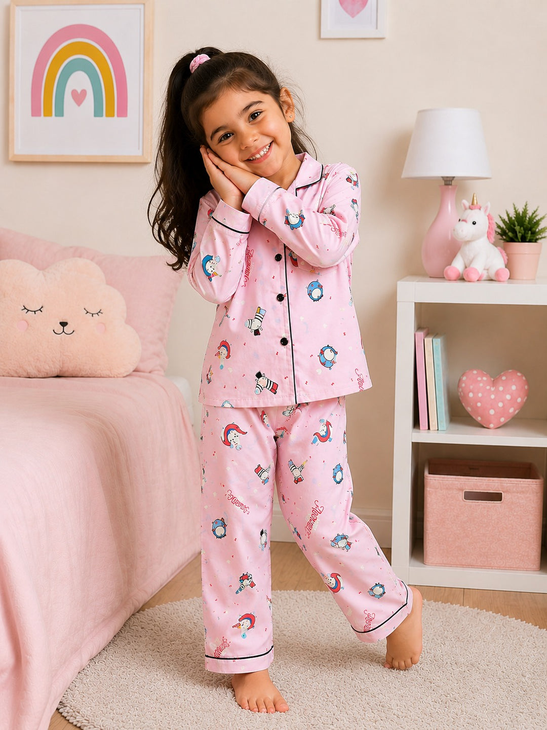 Dreamland Unicorn Print Long Sleeve Kids Night Suit