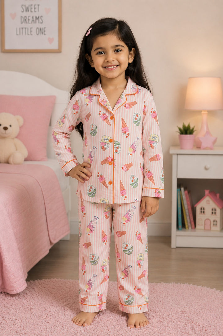 Berry Bliss Print Long Sleeve Kids Night Suit
