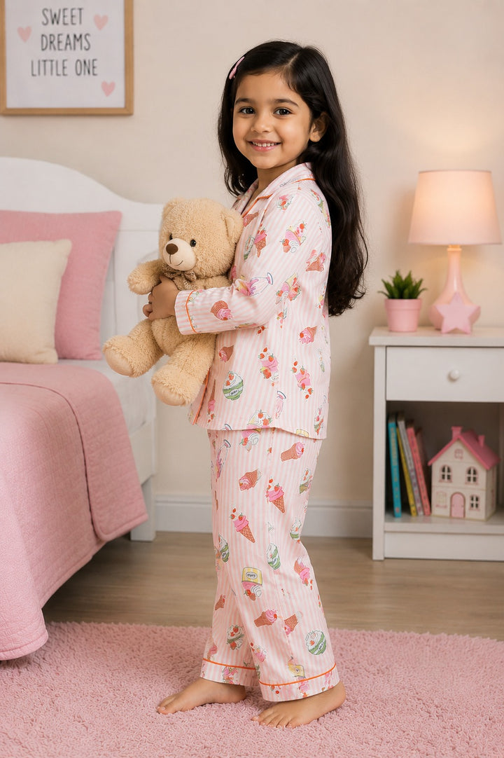 Berry Bliss Print Long Sleeve Kids Night Suit