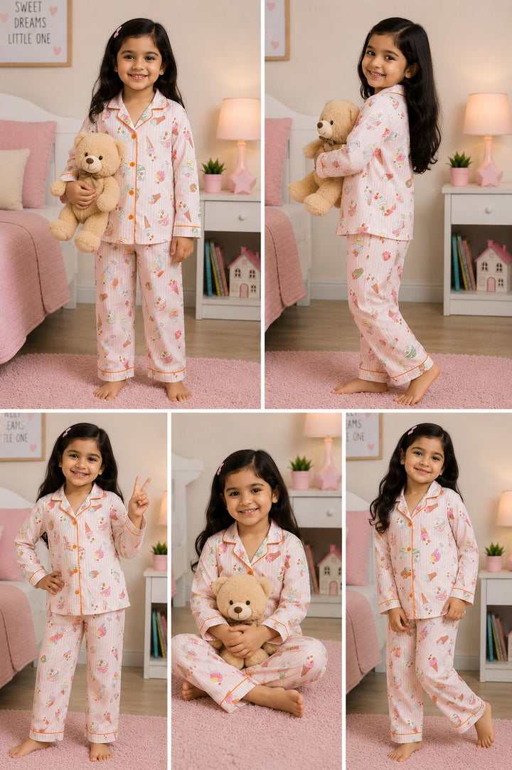Berry Bliss Print Long Sleeve Kids Night Suit