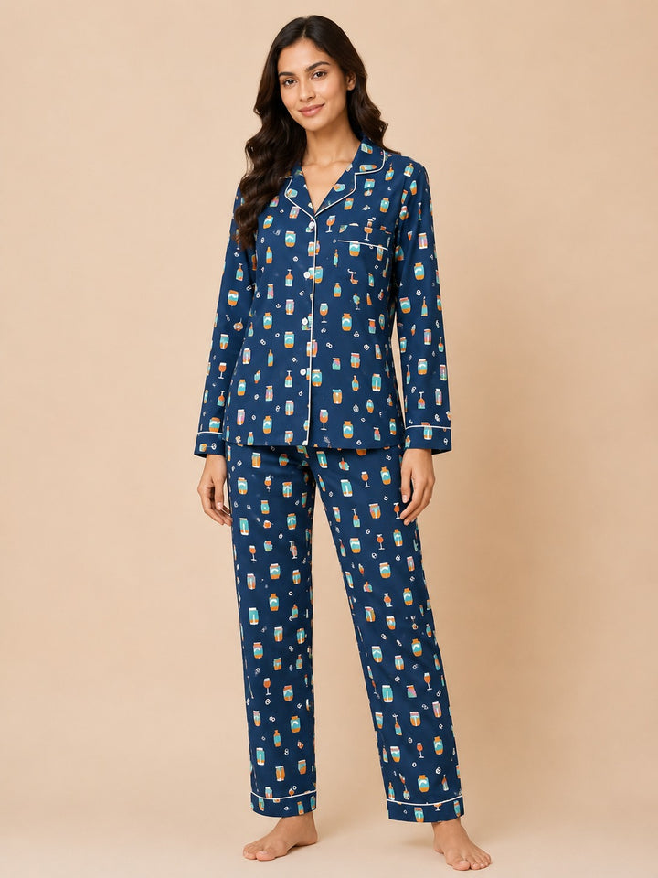 Tipsy Dreams Long Sleeve Women's Night Suit