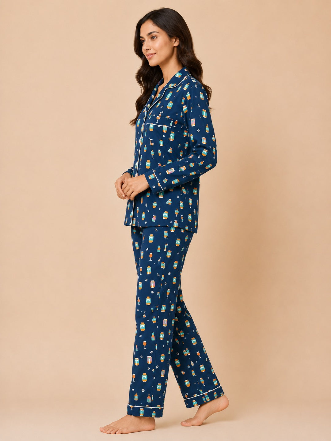 Tipsy Dreams Long Sleeve Women's Night Suit