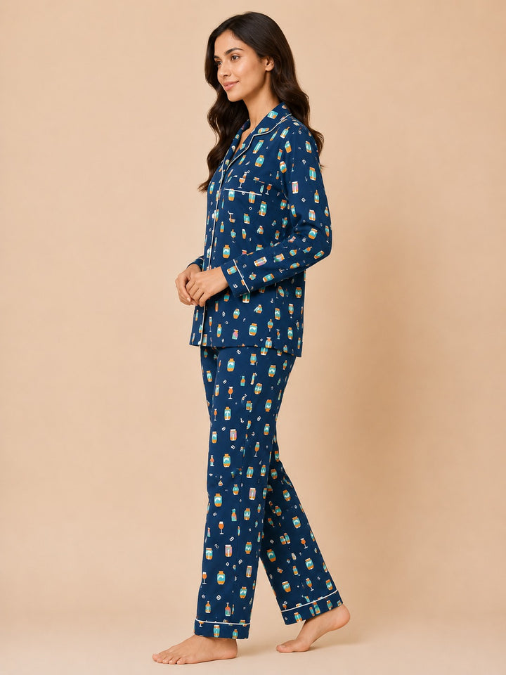 Tipsy Dreams Long Sleeve Women's Night Suit