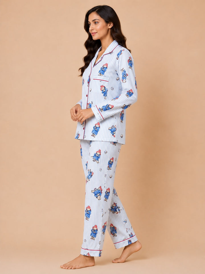 Bear Hug Nightsuit Long Sleeve Women's Night Suit