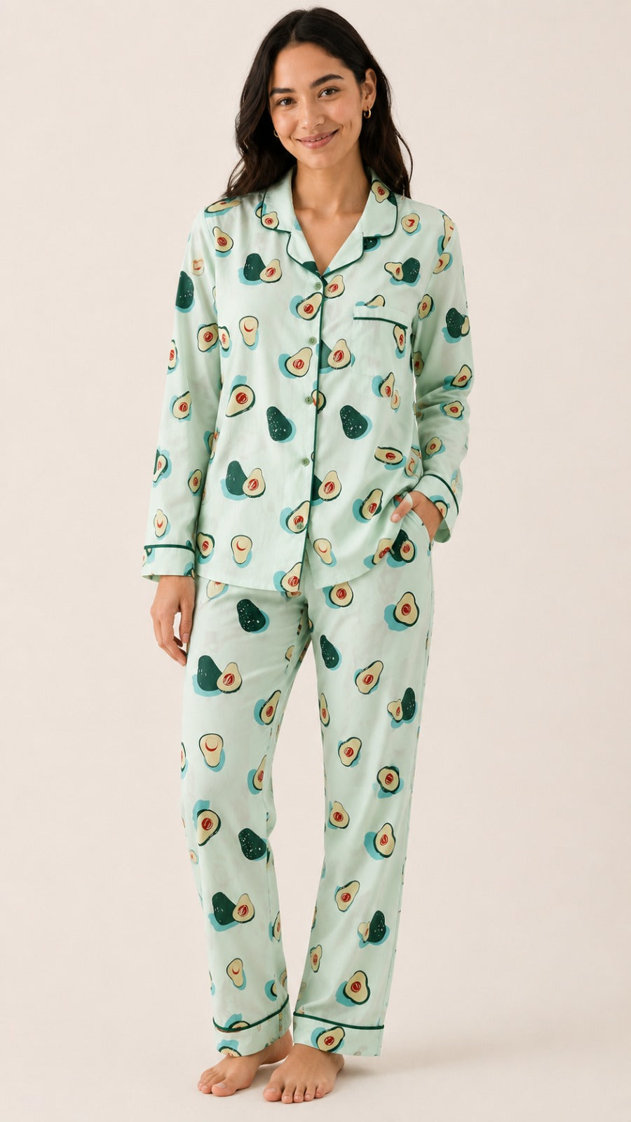 Cute & Cozy Avocado Long Sleeve Women's Night Suit