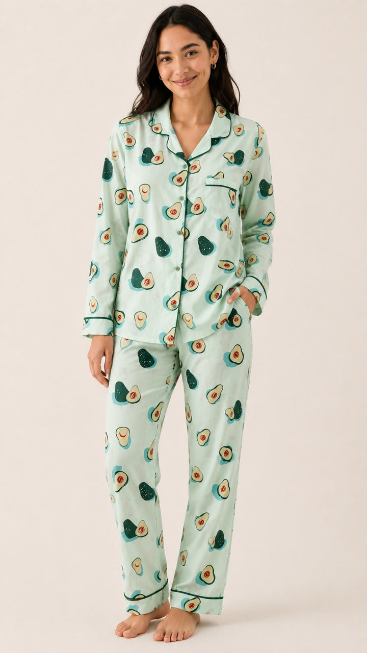 Cute & Cozy Avocado Long Sleeve Women's Night Suit