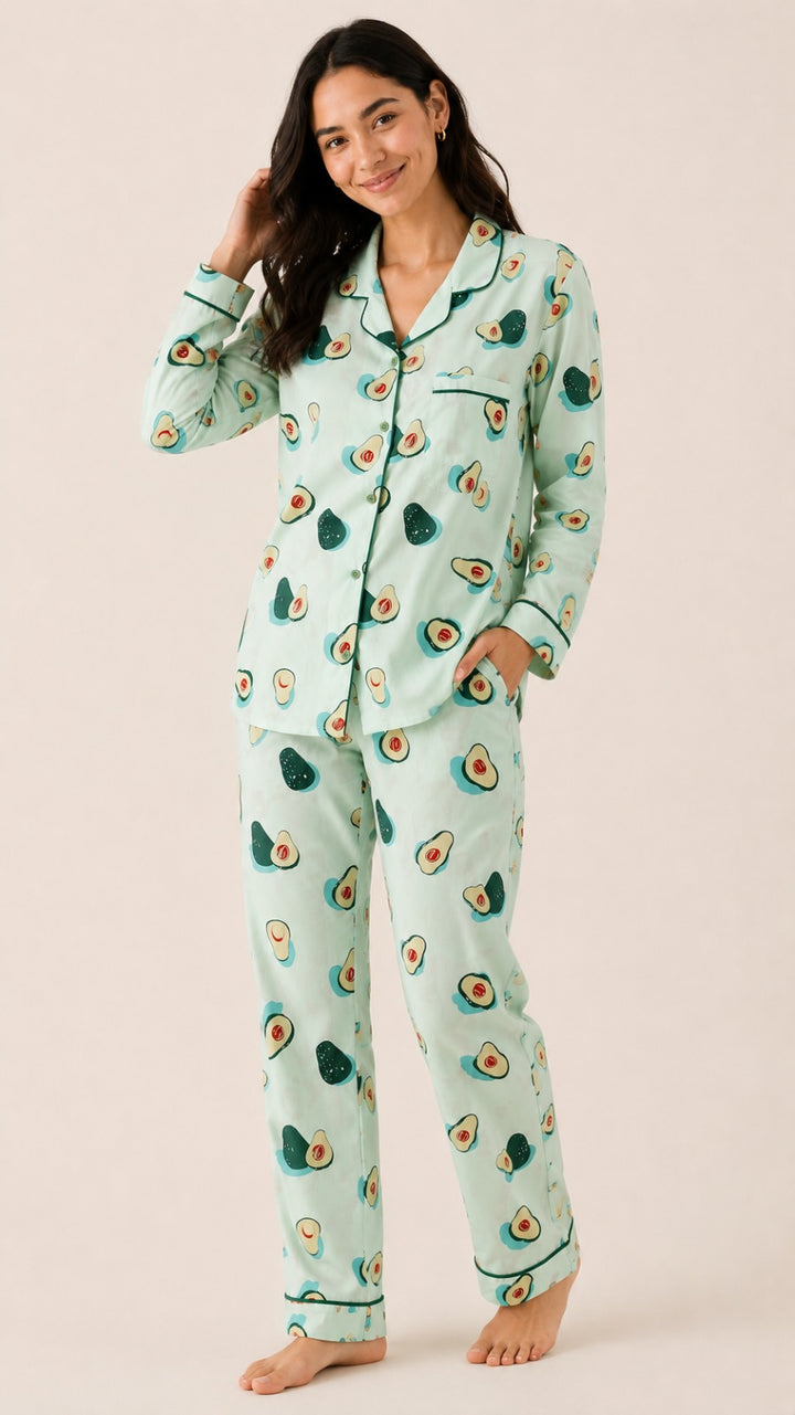Cute & Cozy Avocado Long Sleeve Women's Night Suit