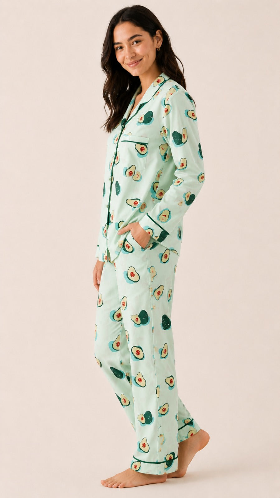 Cute & Cozy Avocado Long Sleeve Women's Night Suit