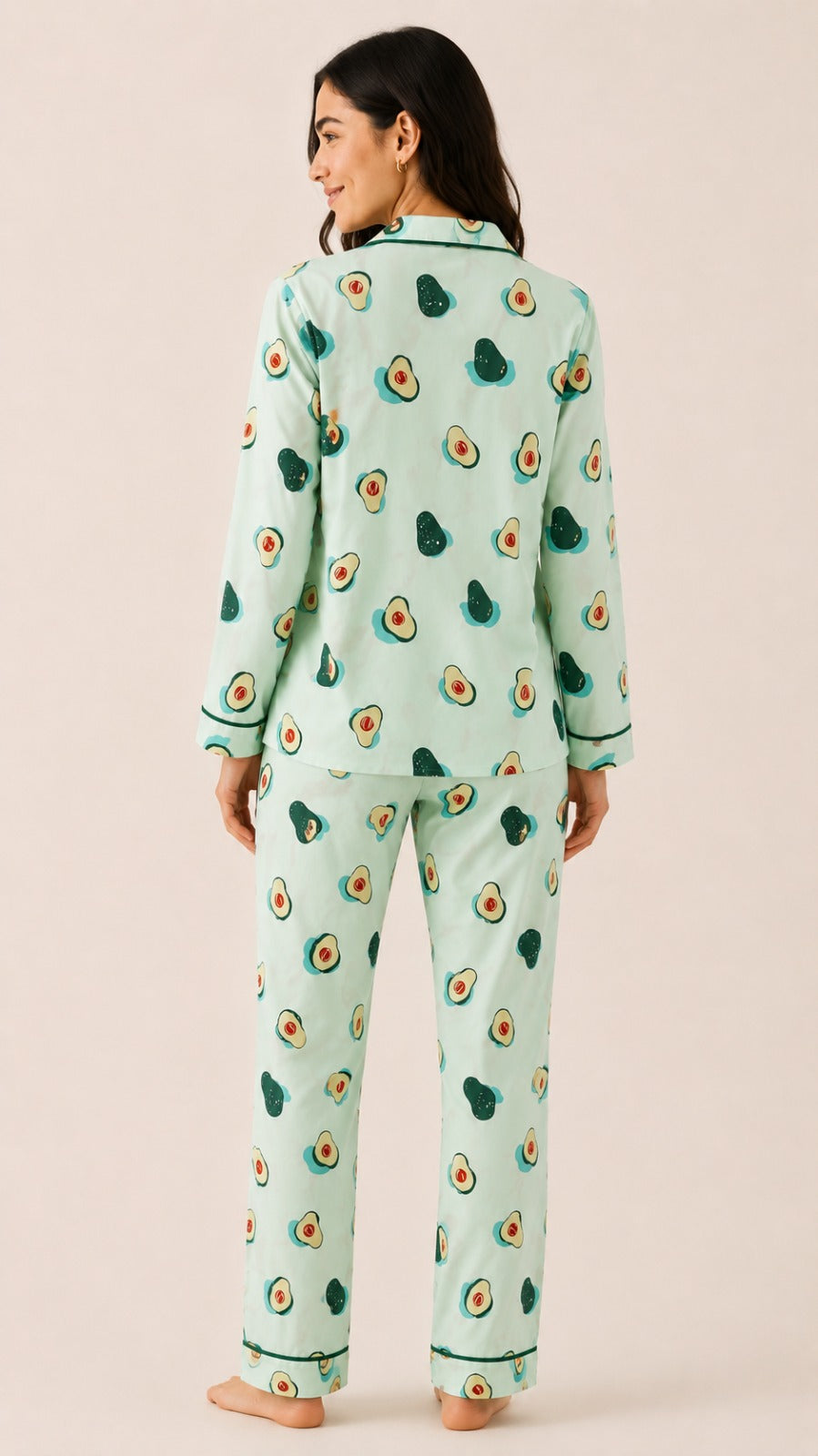 Cute & Cozy Avocado Long Sleeve Women's Night Suit