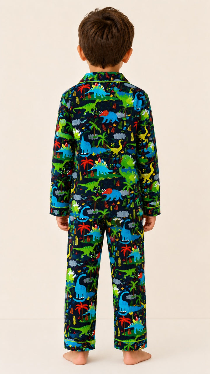 Little Dino Roars Print Long Sleeve Kids Night Suit