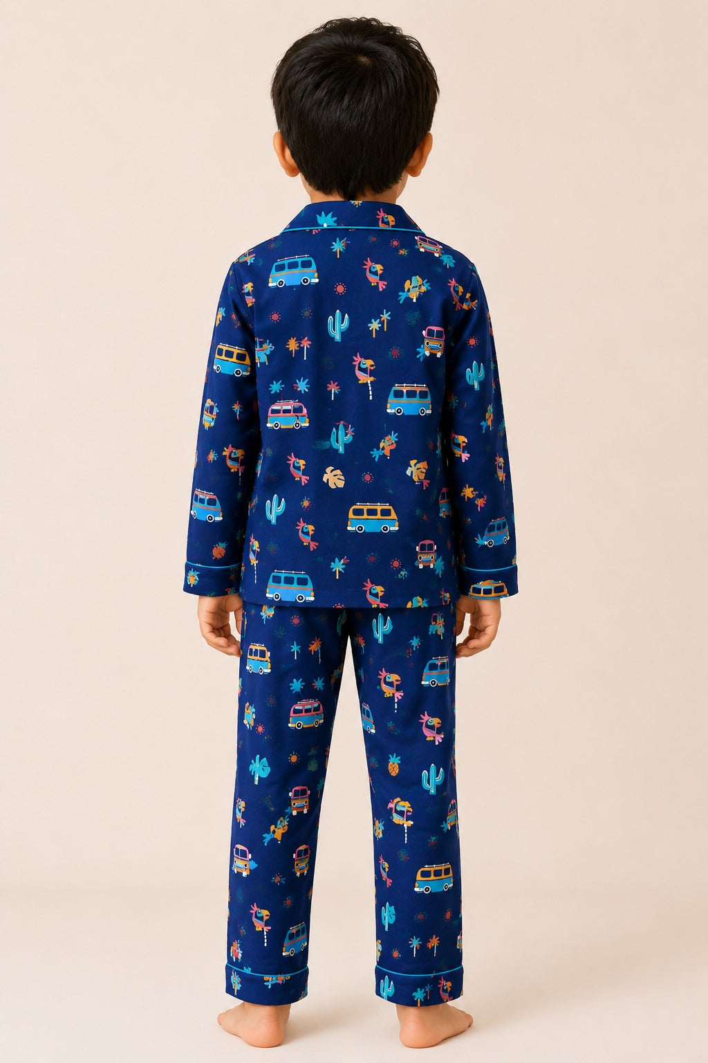 Adventure Bus Print Long Sleeve Kids Night Suit