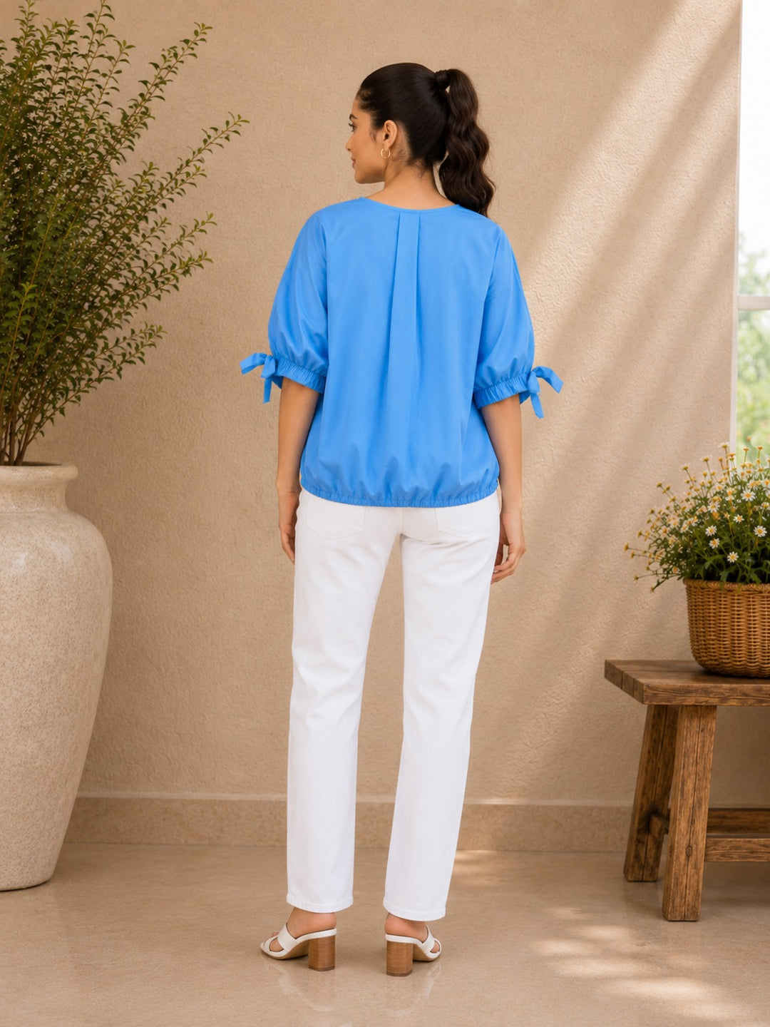 Sky Breeze Balloon Sleeve Top