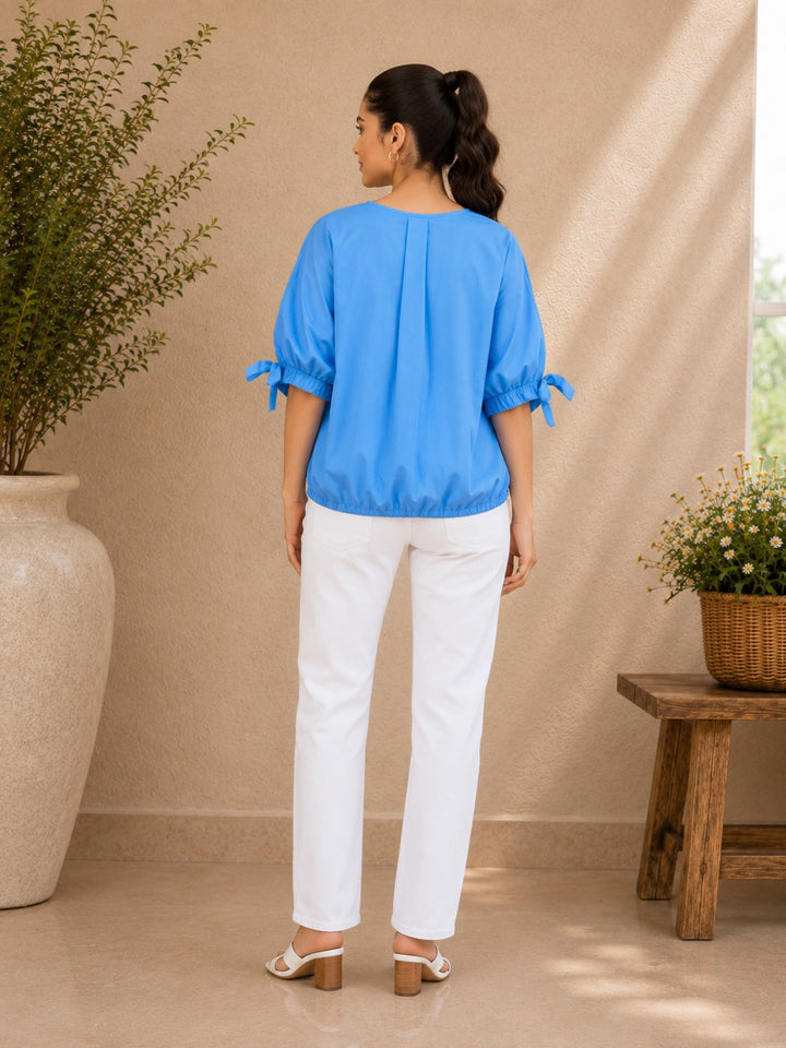 Sky Breeze Balloon Sleeve Top