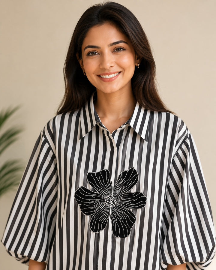 Chic Floral Stripe Shirt