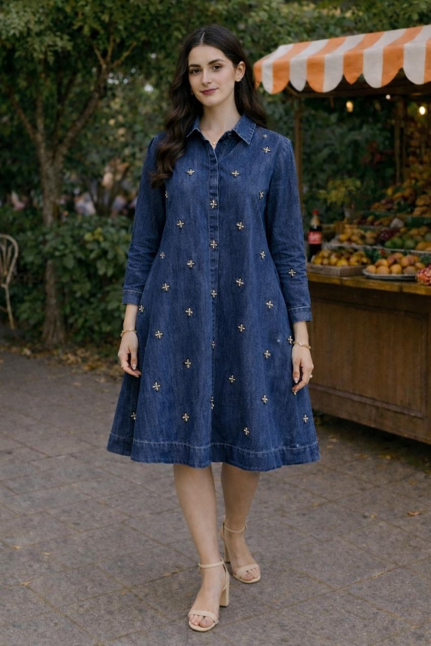 Stardust Denim Shirt Dress