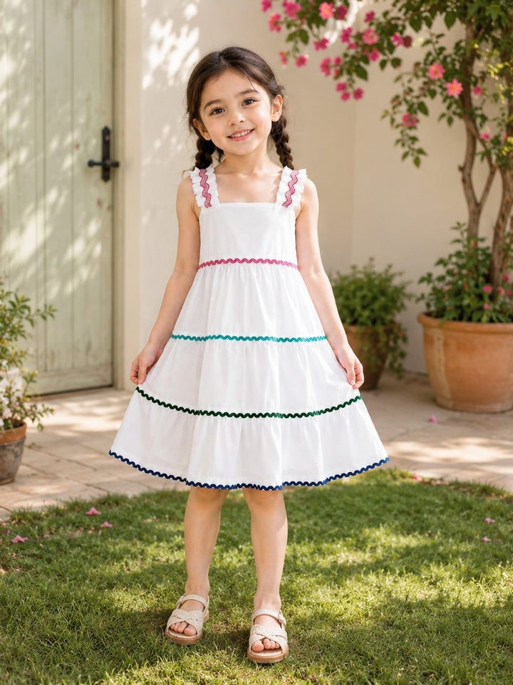 Rainbow Ric Rac Tiered Dress