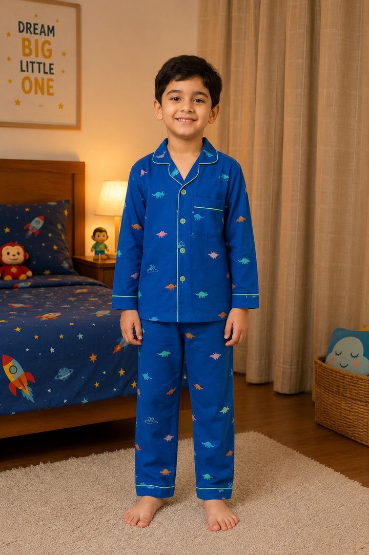 Jurassic Dreams  Print Long Sleeve Kids Night Suit