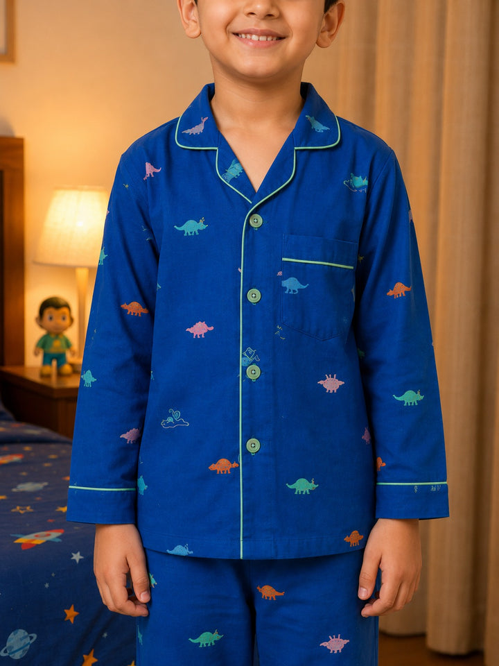 Jurassic Dreams  Print Long Sleeve Kids Night Suit